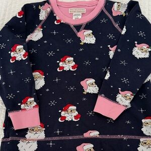 The Beaufort Bonnet Company Kids Sweatshirt - Navy and Pink Santa Print